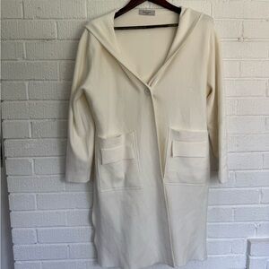 Cream Hooded Knit Cardigan Sweater